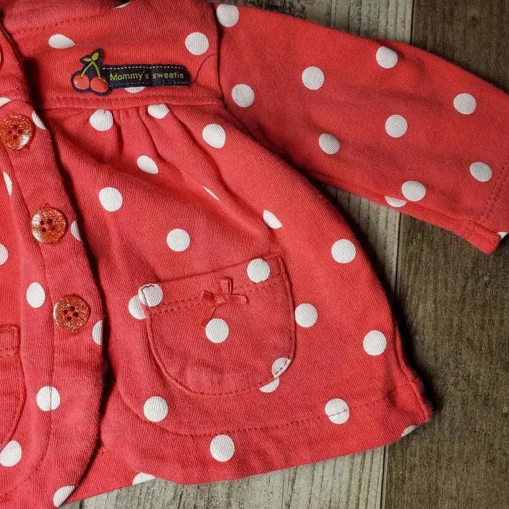 Carter's 100% Cotton Hooded Baby Girl's Pink and White Polka Dot Jacket Size 3M